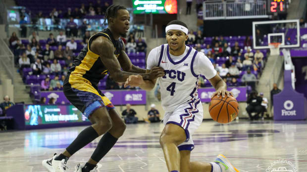TCU's Jameer Nelson Jr in the game against Texas A&M Commerce.